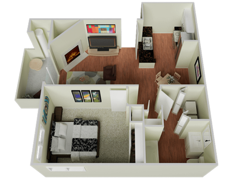One bedroom Floor Plan l The Edge Apartments in Davis, CA